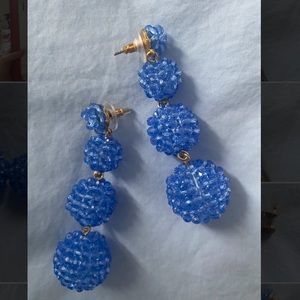J.Crew cobalt blue and gold drop earring never worn!